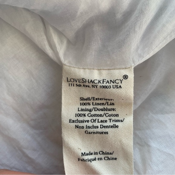 Love Shack Fancy Shai Linen Lace Ribbon Bow Mini Dress Blissful Blue White - Picture 7 of 15